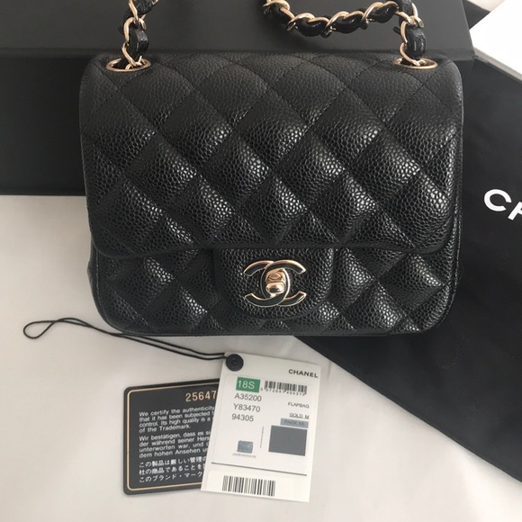 ❌SOLD❌CHANEL Mini Square Flap in Black Caviar - Picture 7 of 8